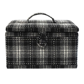 Mono Tartan Medium Sewing Basket