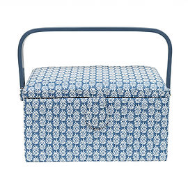 Blue Geo Fern Medium Sewing Basket